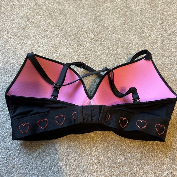 Victoria's Secret PINK Black Rhinestone Wear Everywhere Wireless Push Up 34D - Picture 9 of 10